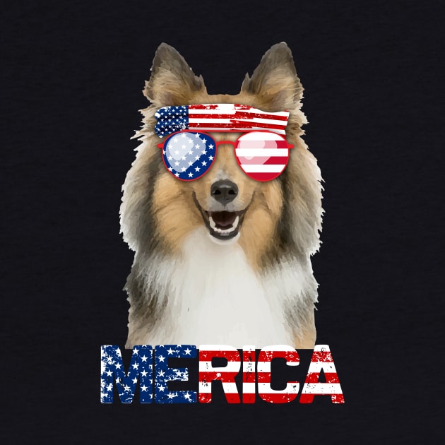 Merica Sheltie Dog American Flag 4Th Of July by jrgenbode